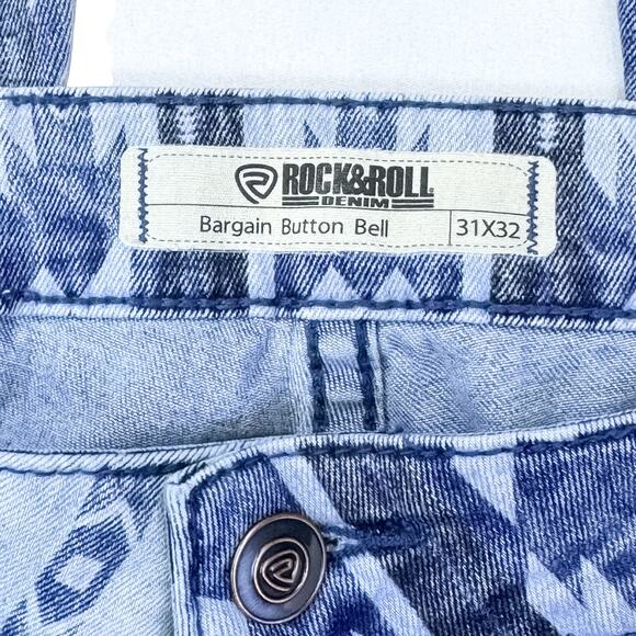 Rock & Roll Denim Aztec Print Bell Bottom Jeans - 31/32 - Picture 6 of 8